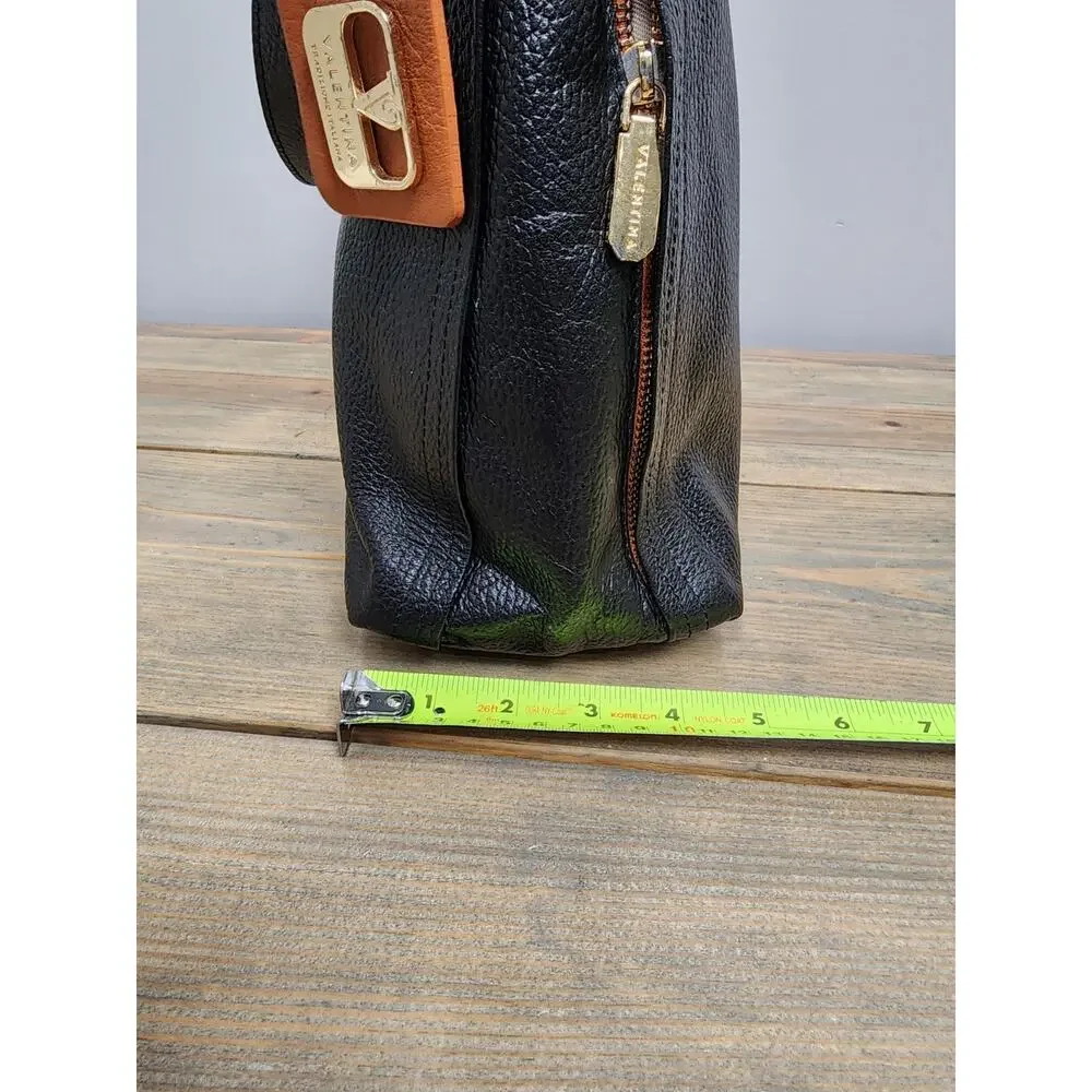 VALENTINA Tradizione Italiana Genuine Leather Black Shoulder Bag Purse - Picture 10 of 14